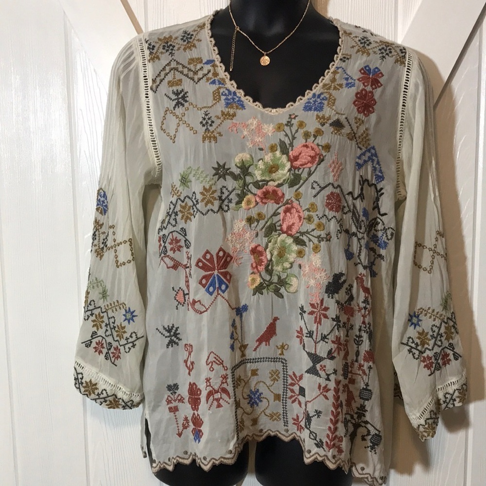 Johnny Was Canterie Embroidery Blouse